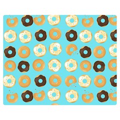 Donuts Pattern With Bites Bright Pastel Blue And Brown Double Sided Flano Blanket (medium)  by genx