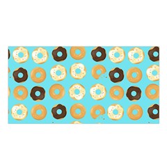 Donuts Pattern With Bites bright pastel blue and brown Satin Shawl