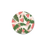 Tropical Watermelon Leaves Pink and green jungle leaves retro Hawaiian style Golf Ball Marker Front