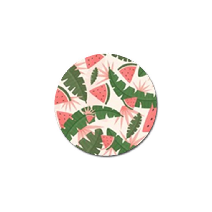 Tropical Watermelon Leaves Pink and green jungle leaves retro Hawaiian style Golf Ball Marker