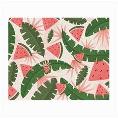 Tropical Watermelon Leaves Pink And Green Jungle Leaves Retro Hawaiian Style Small Glasses Cloth (2-side) by genx