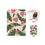 Tropical Watermelon Leaves Pink and green jungle leaves retro Hawaiian style Playing Cards (Mini) Back