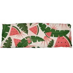 Tropical Watermelon Leaves Pink And Green Jungle Leaves Retro Hawaiian Style Body Pillow Case (dakimakura) by genx