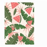 Tropical Watermelon Leaves Pink and green jungle leaves retro Hawaiian style Large Garden Flag (Two Sides) Front