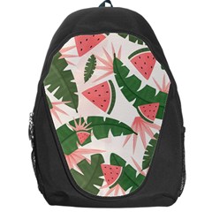 Tropical Watermelon Leaves Pink And Green Jungle Leaves Retro Hawaiian Style Backpack Bag by genx