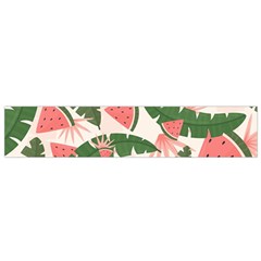 Tropical Watermelon Leaves Pink And Green Jungle Leaves Retro Hawaiian Style Small Flano Scarf by genx