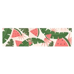 Tropical Watermelon Leaves Pink And Green Jungle Leaves Retro Hawaiian Style Satin Scarf (oblong) by genx