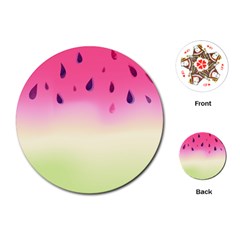 Watermelon Pastel Gradient Pink Watermelon Pastel Gradient Playing Cards (round) by genx