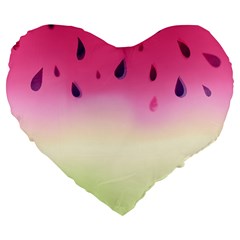 Watermelon Pastel Gradient Pink Watermelon Pastel Gradient Large 19  Premium Flano Heart Shape Cushions by genx