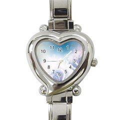 Beautiful Floral Design In Soft Blue Colors Heart Italian Charm Watch by FantasyWorld7