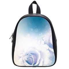 Beautiful Floral Design In Soft Blue Colors School Bag (small) by FantasyWorld7