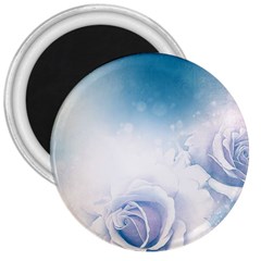 Beautiful Floral Design In Soft Blue Colors 3  Magnets by FantasyWorld7