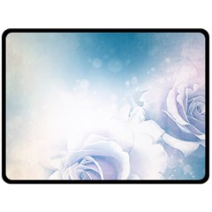 Beautiful Floral Design In Soft Blue Colors Double Sided Fleece Blanket (large)  by FantasyWorld7