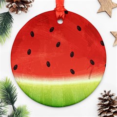 Juicy Paint Texture Watermelon Red And Green Watercolor Ornament (round) by genx