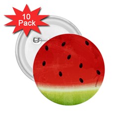 Juicy Paint Texture Watermelon Red And Green Watercolor 2 25  Buttons (10 Pack)  by genx