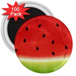 Juicy Paint texture Watermelon red and green watercolor 3  Magnets (100 pack) Front