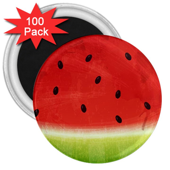 Juicy Paint texture Watermelon red and green watercolor 3  Magnets (100 pack)