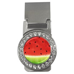 Juicy Paint Texture Watermelon Red And Green Watercolor Money Clips (cz)  by genx