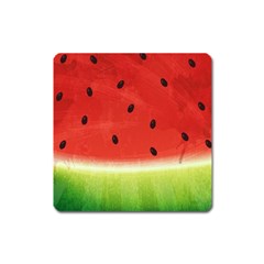 Juicy Paint Texture Watermelon Red And Green Watercolor Square Magnet by genx