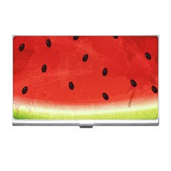 Juicy Paint Texture Watermelon Red And Green Watercolor Business Card Holder by genx