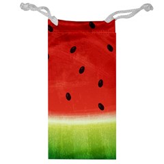 Juicy Paint Texture Watermelon Red And Green Watercolor Jewelry Bag by genx