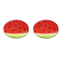 Juicy Paint Texture Watermelon Red And Green Watercolor Cufflinks (oval) by genx