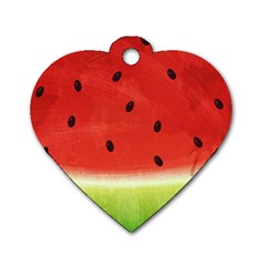 Juicy Paint Texture Watermelon Red And Green Watercolor Dog Tag Heart (one Side) by genx