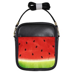 Juicy Paint Texture Watermelon Red And Green Watercolor Girls Sling Bag by genx