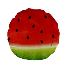 Juicy Paint Texture Watermelon Red And Green Watercolor Standard 15  Premium Round Cushions by genx