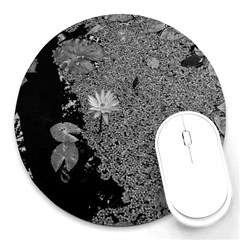 Black And White Lily Pond Round Mousepads by okhismakingart