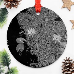 Black And White Lily Pond Ornament (round) by okhismakingart