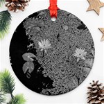 Black and White Lily Pond Ornament (Round) Front