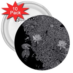 Black And White Lily Pond 3  Buttons (10 Pack)  by okhismakingart