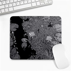 Black And White Lily Pond Large Mousepads by okhismakingart