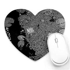 Black And White Lily Pond Heart Mousepads by okhismakingart