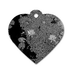 Black And White Lily Pond Dog Tag Heart (two Sides) by okhismakingart