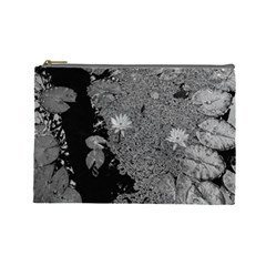 Black And White Lily Pond Cosmetic Bag (large) by okhismakingart