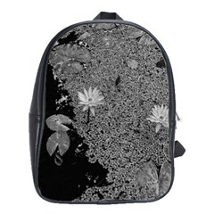 Black And White Lily Pond School Bag (large) by okhismakingart