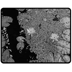 Black And White Lily Pond Fleece Blanket (medium)  by okhismakingart