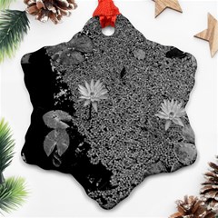 Black And White Lily Pond Ornament (snowflake) by okhismakingart