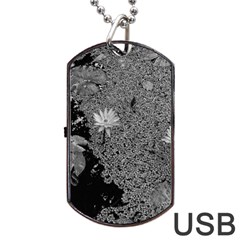 Black And White Lily Pond Dog Tag Usb Flash (two Sides) by okhismakingart