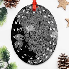 Black And White Lily Pond Oval Filigree Ornament (two Sides) by okhismakingart