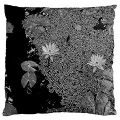 Black And White Lily Pond Large Cushion Case (one Side) by okhismakingart