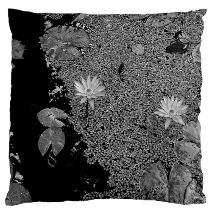 Black and White Lily Pond Large Cushion Case (Two Sides)