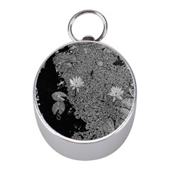 Black And White Lily Pond Mini Silver Compasses by okhismakingart