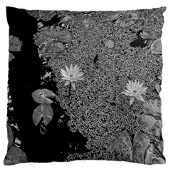 Black And White Lily Pond Standard Flano Cushion Case (one Side)