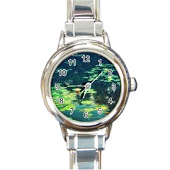 Lily Pond Ii Round Italian Charm Watch by okhismakingart