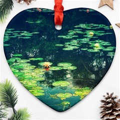 Lily Pond Ii Ornament (heart) by okhismakingart