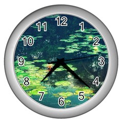 Lily Pond Ii Wall Clock (silver) by okhismakingart