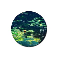 Lily Pond Ii Rubber Round Coaster (4 Pack)  by okhismakingart